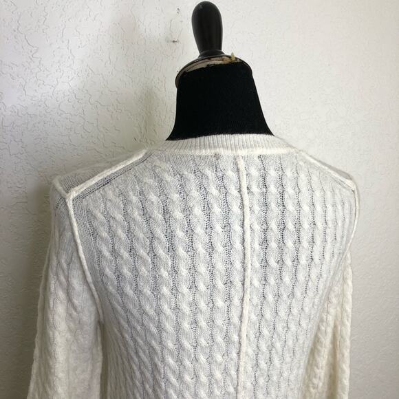 ATM cream gray cable knit wool mohair blend sweater size Small - Picture 12 of 14